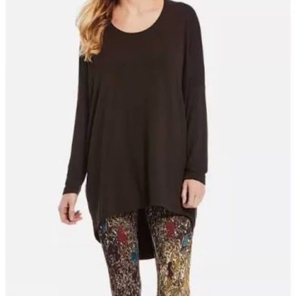 ryn Walker Brown Ostrich Rachelle French Terry Oversized Chocolate BrownTunic 2X